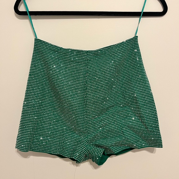 Green Rhinestone Shorts - Picture 1 of 4